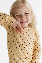 In My Jammers Yellow and Brown Polka Dot Two Piece Set