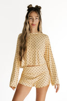 In My Jammers Yellow and Brown Polka Dot Women's Relaxed Sleeve Set