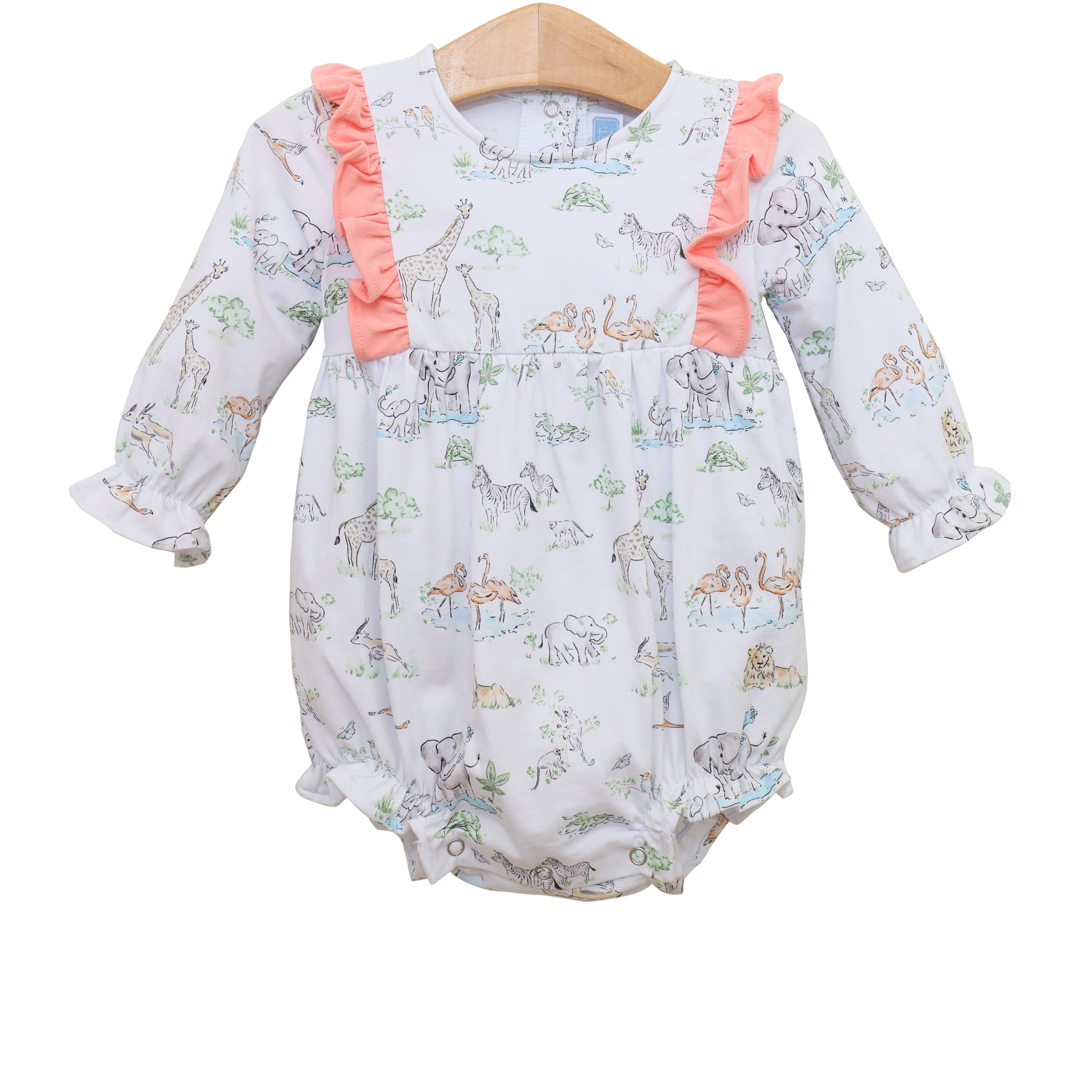 trotter street Safari Animals LS Ruffle Bubble