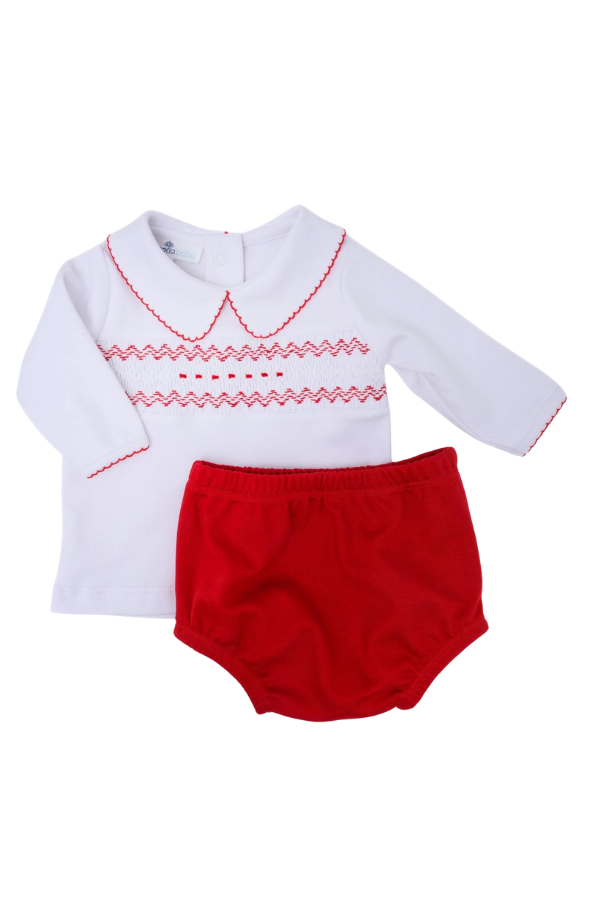 magnolia baby Chris Classics Smocked Long Sleeve Boy Diaper Cover Set