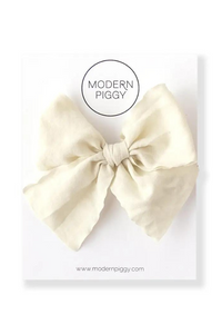 Ribbon Bow Alligator Clip | Antique White