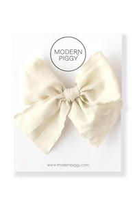 modern piggy Ribbon Bow Headband | Antique White
