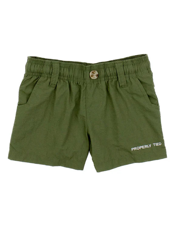 properly tied Boys Mallard Short Olive