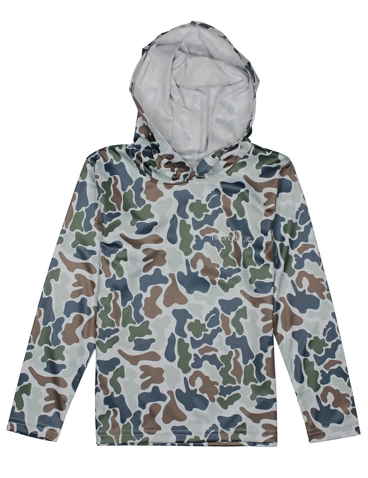 Properly Tied Boys Sportsman Performance Hoodie Terra Camo