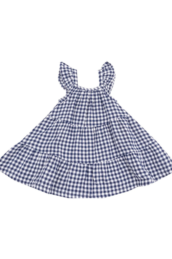 angel dear Navy Gingham Twirly Sundress
