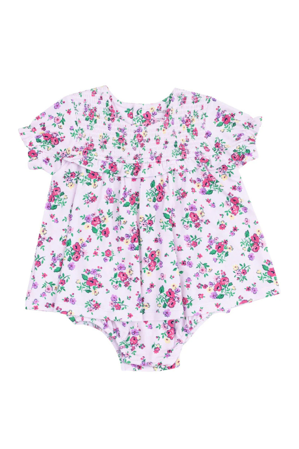 angel dear Preppy Roses Smocked Ruffle Bubble With Skirt