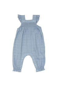 Solid Muslin Chambray Smocked Coverall