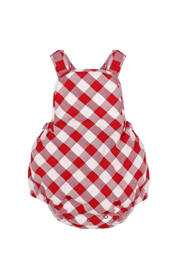 sophie & lucas red gingham boy sunsuit