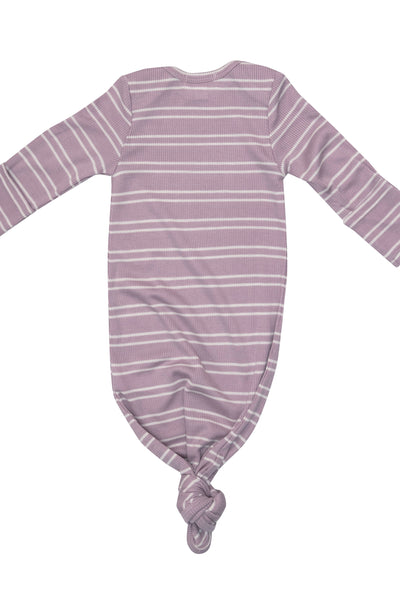 Lilac Rib Stripe Knotted Gown
