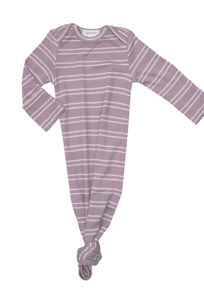 angel dear lilac rib stripe knotted gown