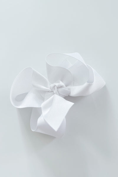 Large Alligator Clip Bow | White