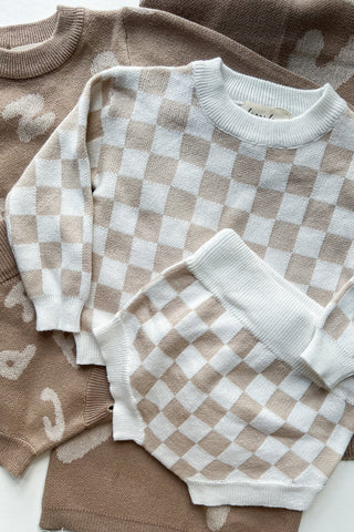 Checkered Jacquard Pullover Sweater