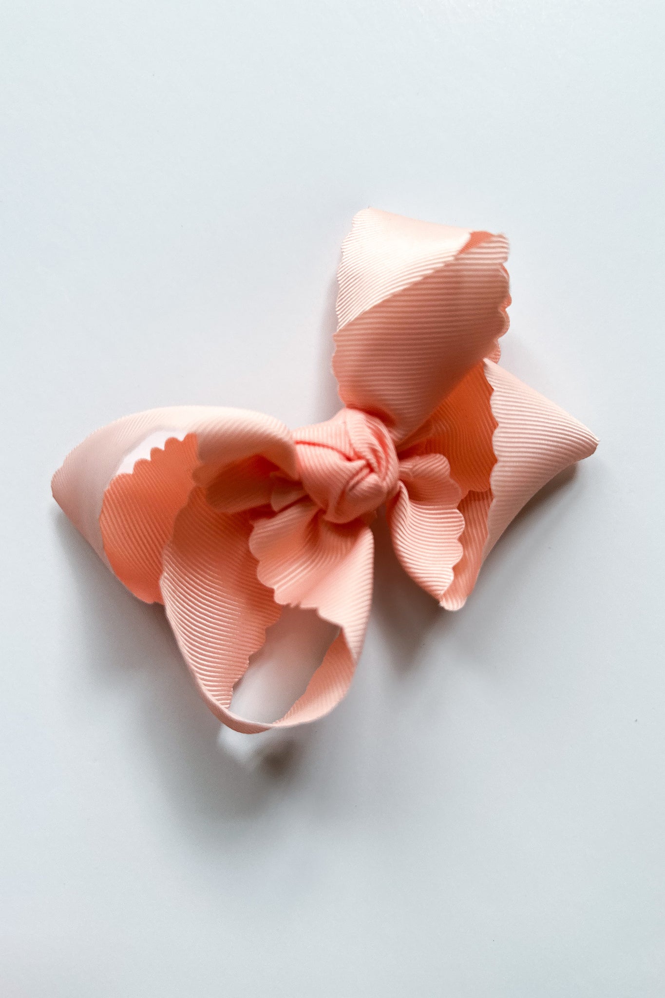 Large Scalloped Bow Clip | Light Coral
