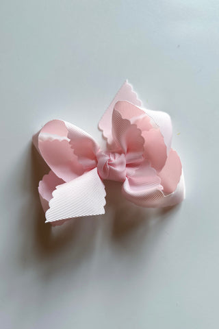Large Scalloped Bow Clip | Powder Pink