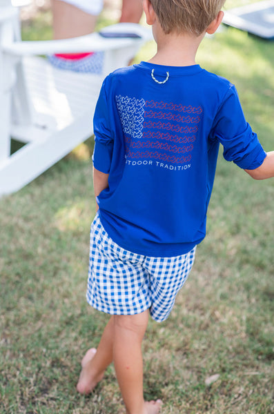 Boys Pro Performance Fishing Tee with America Flag Art